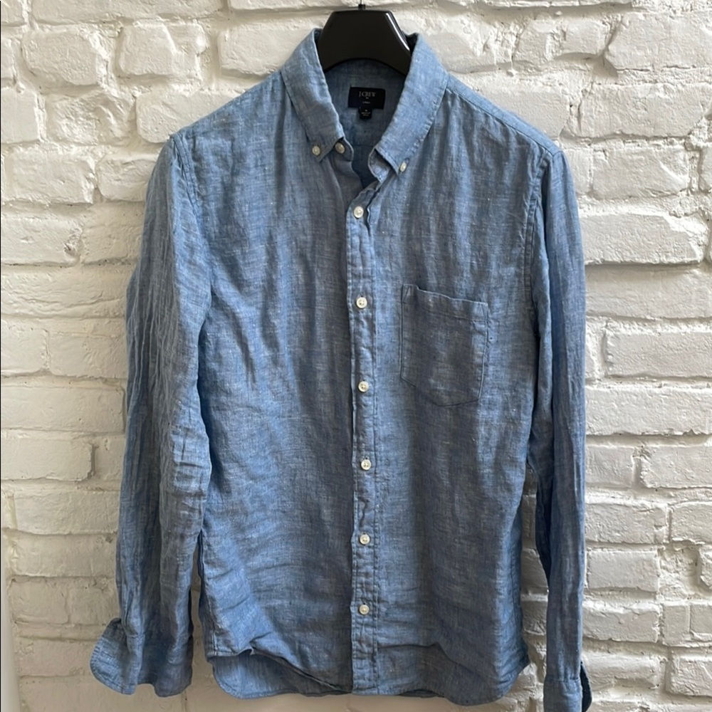 J. Crew slim linen button down shirt M